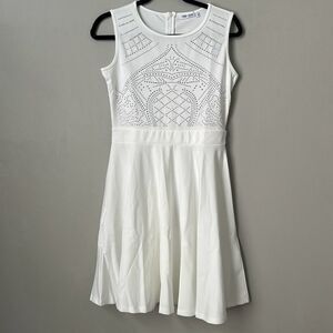 NWT Meaneor Mini Dress Womens Medium White Sleeveless Rhinestone Embellished